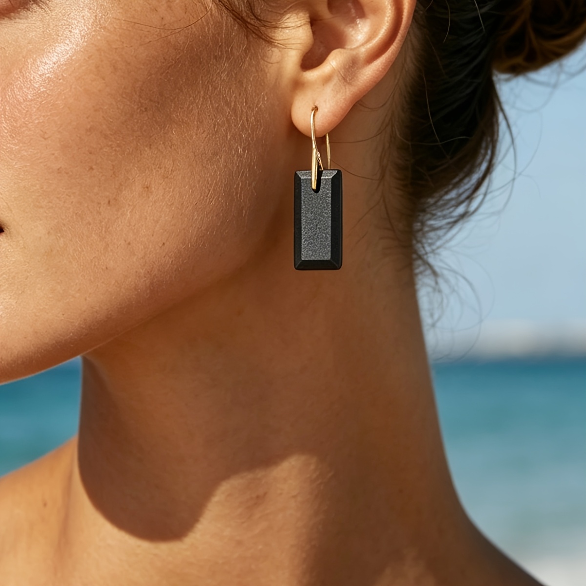 Gothic Black Hematite Earrings, Handmade Bohemian Style
